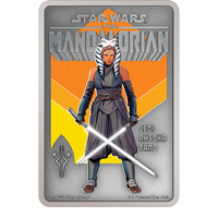 2022 Star Wars - The Mandalorian Ahsoka Tano Poster 1oz Silver Antiqued Coloured NZ Mint Presentation Case & COA image