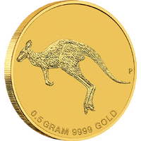 2015 Miniature Kangaroo Mini Roo 0.5g Gold Perth Mint Coin in Card, obverse