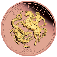 2025 Australia Five Sovereign Gold Reverse Gilded Perth Mint Presentation Case & COA, front