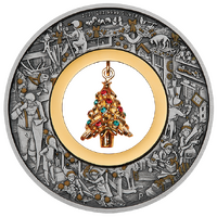 2025 Santa's Workshop 2oz Silver Antiqued Colour Perth Mint Presentation Case &COA, front