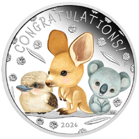 2026 Newborn Baby 1/2oz Silver Proof 50 cents Perth Mint Presentation Gift Case & COA, front