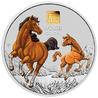 2026 Australian Lunar Series III Year of the Horse 1kg and gold Silver Coloured Perth Mint Presentation Case & COA, front