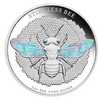 2026 Australian Native Bees Stingless Bee 1oz Silver Proof Hologram Coin Presentation Case and COA, front