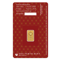 2025 Diwali Lakshmi 1g Gold Minted bar Perth Mint in card, front