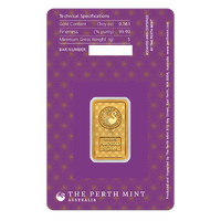 2025 Diwali Lakshmi 5g Gold Minted bar Perth Mint in card, front
