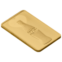 2026 Coca Cola Love 1g Gold Minted Bar PAMP Gift sleeve and numbered, obverse
