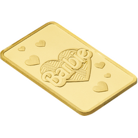 2026 Barbie Valentine's Day 1g Gold Minted Bar PAMP Assay Minted in card and numbered, obverse