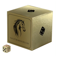 2026 Dice Lunar Year Horse 1oz Silver Gilded Fiji $1 Fijian Presentation Box & COA, obverse