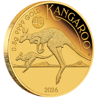 2026 Australian Kangaroo Mini Roo 0.5g Gold Proof Perth Mint Coin in Card, obverse