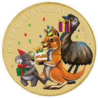 2026 Happy Birthday AlBr $1 Perth Mint Stamp & Coin PNC, obverse