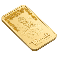 Diwali Lakshmi & Rangoli art 5g Gold Minted Bar PAMP Suisse Certicard, obverse