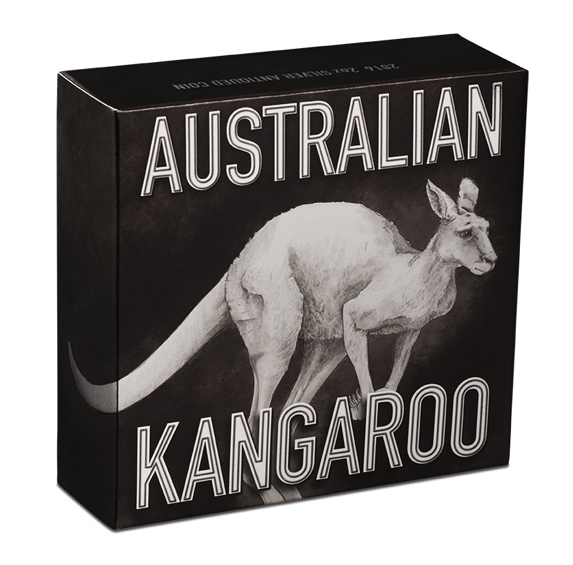2016 Australian Kangaroo 2 oz Silver High Relief Antiqued Perth Mint