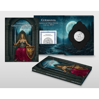 2026 Lady Germania 1oz Silver Proof 5 Mark Germania Mint Presentation Case & COA, obverse