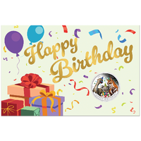 2026 Happy Birthday 1/2oz Silver Coloured 50 Cent Perth Mint Coin in Gift Card, front