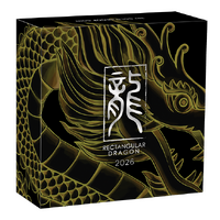 2026 Dragon 1oz Gold Proof Rectangular $100 Perth Mint, obverse