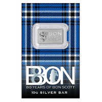 2026 Bon Scott 80th Birthday 10g Silver Minted Bar Perth Mint, obverse