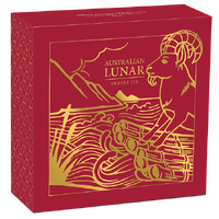 2027 Australian Lunar Series III Year of the Goat 1/4oz Gold Proof $25 Perth Mint Presentation Case & COA, obverse