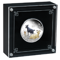 2027 Australian Lunar Series III Year of the Goat 1oz Silver Proof Coloured $1 Perth Mint Presentation Case & COA, obverse