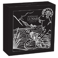 2027 Australian Lunar Series III Year of the Goat 1/2oz Silver Proof 50 cents Perth Mint Presentation Case & COA, obverse