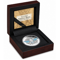 2026 Australian Native Bees Teddy Bear 1oz Silver Proof Coin Presentation Case and COA, obverse
