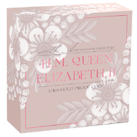 2026 H.M. Queen Elizabeth II 100th Anniversary 1/4oz Gold Proof Perth Mint Presentation case and COA, obverse