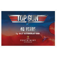 2026 40 Years of Top Gun 1g Gold Rectangular $3 Perth Mint Coin in Card, obverse