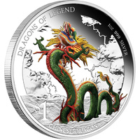 2012 Dragons of Legend Series: Chinese Dragon 1 oz Silver Proof $1 Perth Mint Presentation Case & COA image