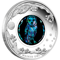2014 Australian Opal Series Masked Owl 1 oz Silver Proof Perth Mint Presentation Case & COA image