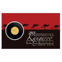 2015 Miniature Kangaroo Mini Roo 0.5g Gold Perth Mint Coin in Card, front