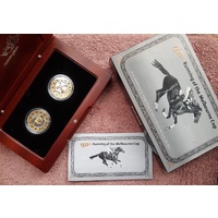 2010 Melbourne Cup Gold Plated Silver 50c RAMint 2 coin set