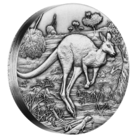 2016 Australian Kangaroo 2 oz Silver High Relief Antiqued Perth Mint image
