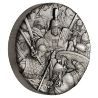 2018 Warfare Series: Roman Legion 2 oz Silver Antiqued High Relief Rimless Perth Mint image