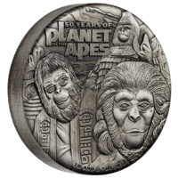 2018 Planet of the Apes 50th Anniversary 2 oz Silver Antiqued Proof Perth Mint image