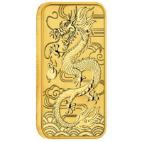 2018 Dragon 1 oz 99.99 Gold Bullion Perth Mint Rectangular Coin image