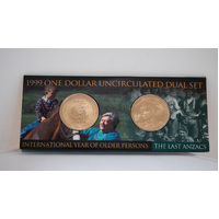 1999 International Year of Older Persons The Last ANZACs Two Coin Set Uncirculated RAMint Coin in Card image
