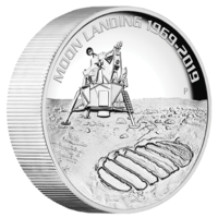 2019 50th Anniversary of the Moon Landing 5oz Silver High Relief Perth Mint Presentation Case & COA image