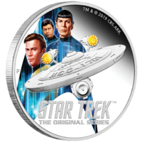 2019 Star Trek The Original Series - U.S.S. Enterprise & Crew 2 oz Silver Coloured Proof Perth Mint Presentation Case & COA image