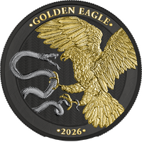 2026 Golden Eagle Malta 1oz Silver Ruthenium, Yellow Gold, Numbering 5 Euro Germania Mint Presentation Case & COA, front