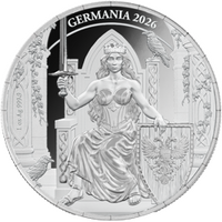 2026 Lady Germania 1oz Silver Proof 5 Mark Germania Mint Presentation Case & COA, front