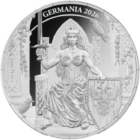 2026 Lady Germania 1oz Silver Proof 5 Mark Germania Mint Presentation Case & COA, front