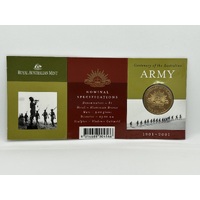 2001 Centenary of the Australian Army "S" Mintmark Uncirculated $1 RAMint In Folder image
