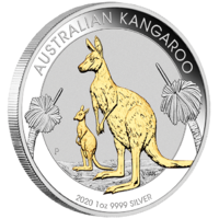 2020 Australian Kangaroo 1oz Silver Gilded Perth Mint Presentation Case & COA image