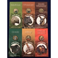 2008-9 Land Series: Complete Set of 6 $1 Coins: Koala, Wombat, Echidna, Rock Wallaby, Bilby & Frilled Lizard Uncirculated RAMint Pad Printed Coins in  image
