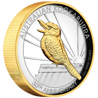 2020 Australian Kookaburra 30th Anniversary 2 oz Silver High Relief Gilded Perth Mint Presentation Case & COA image