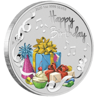 2020 Happy Birthday 1oz Silver Coloured Perth Mint Coin in Gift Card image