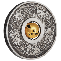 2020 Year of the Mouse Rotating Charm 1oz Silver Antiqued Perth Mint Presentation Case & COA