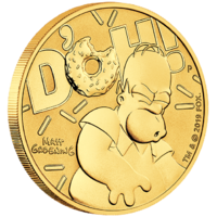 2020 The Simpsons Homer 1 oz Gold 99.99% Pure High Relief Perth Mint Coin in Card image
