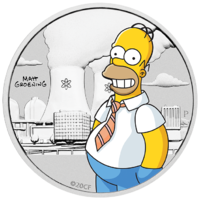 2020 The Simpsons: Homer 1/2 oz Silver Coloured Perth Mint Coin in Card image