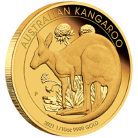 2021 Australian Kangaroo 1/10 oz Gold Proof Perth Mint Presentation Case & COA image