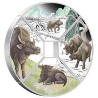 2021 Year of the Ox Quadrant 4 Coin Set 1oz Silver Coloured Proof Perth Mint Presentation Case & COA